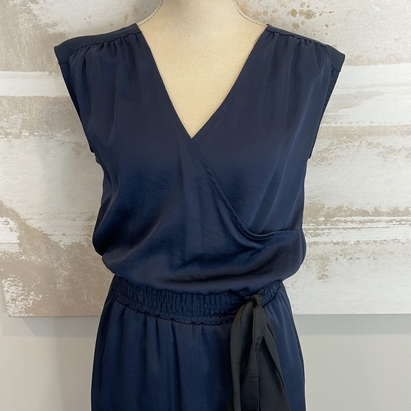Aqua Navy Blue Elastic Waist Band & Black satin faux tie Bloomingdales Exclusive - Picture 2 of 7